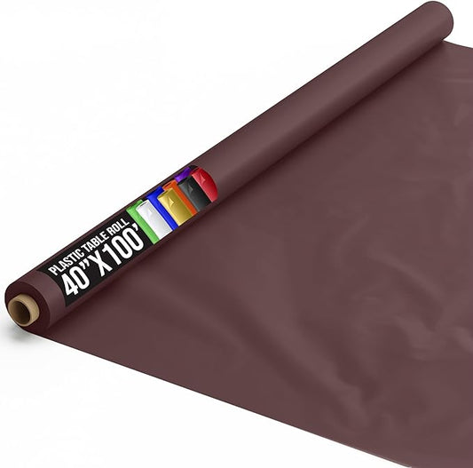 Exquisite Premium Quality Plastic Table Cover Banquet Roll, 40 in X 100 ft - Brown
