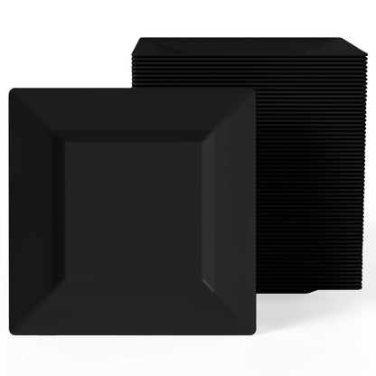 4.5 In. Black Square Plates | 600 Count