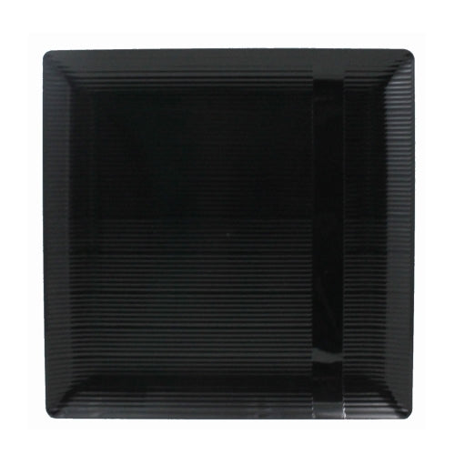 6.5 In. Zen Ridged Black Square Plastic Plates | 120 Count