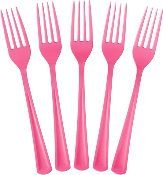 Heavy Duty Cerise Plastic Forks | Case of 1200