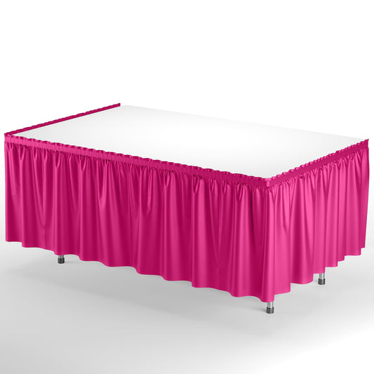 Cerise Plastic Table Skirt | Case of 48