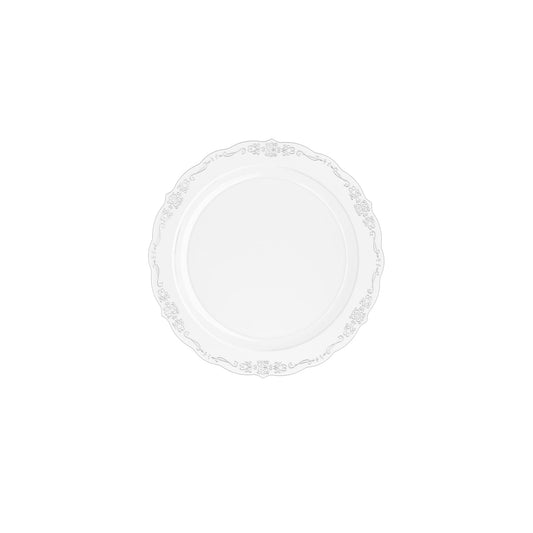 7.5 In. Clear Victorian Design Plastic Plates | 120 Count