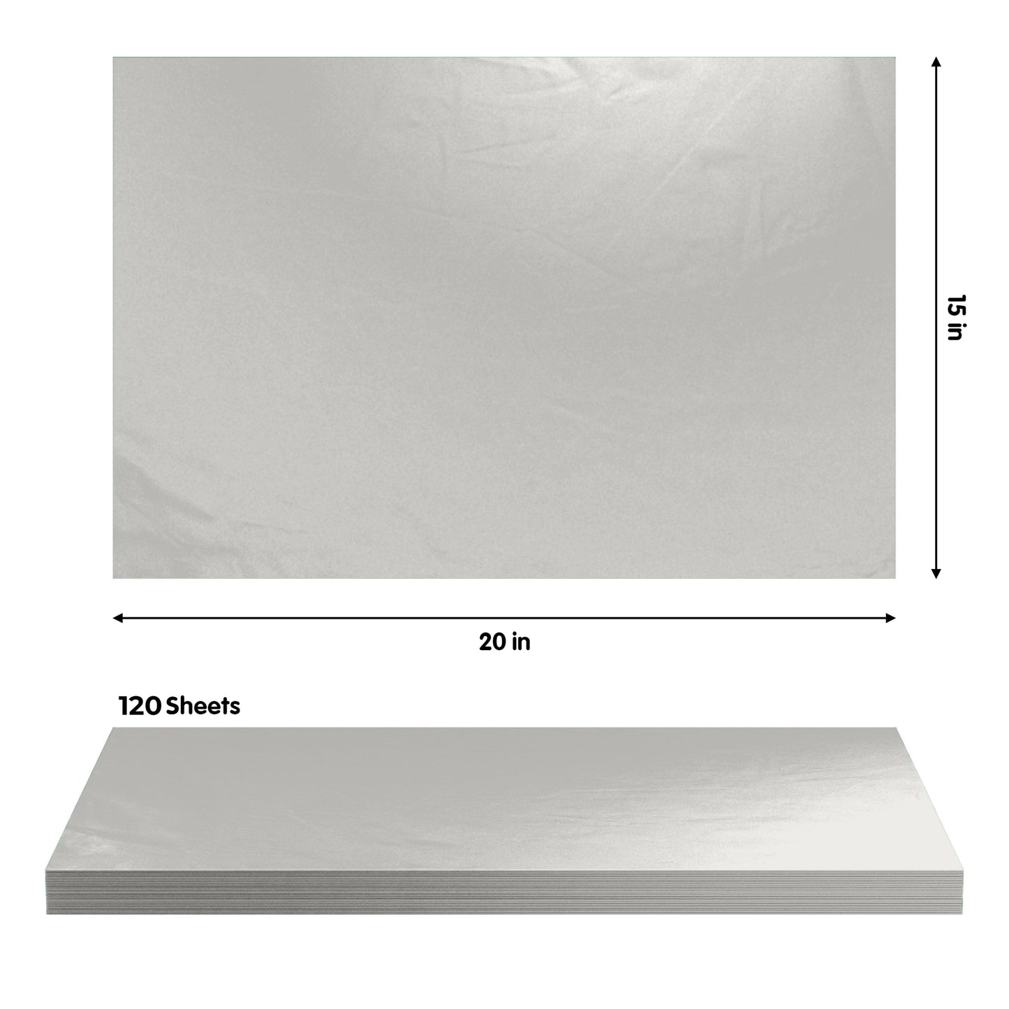 Silver Tissue Paper 15"" x 20"" | 120 Sheets