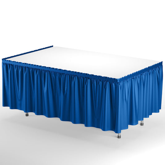 Dark Blue Plastic Table Skirt | Case of 48