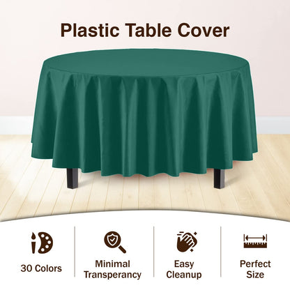 Dark Green Round Plastic Table Cover | Case of 48