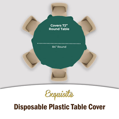 Dark Green Round Plastic Table Cover | Case of 48