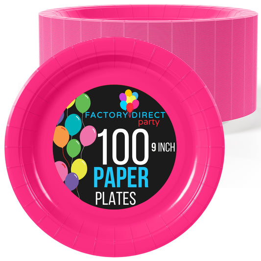 9 In. Cerise Paper Plates | Case of 1000