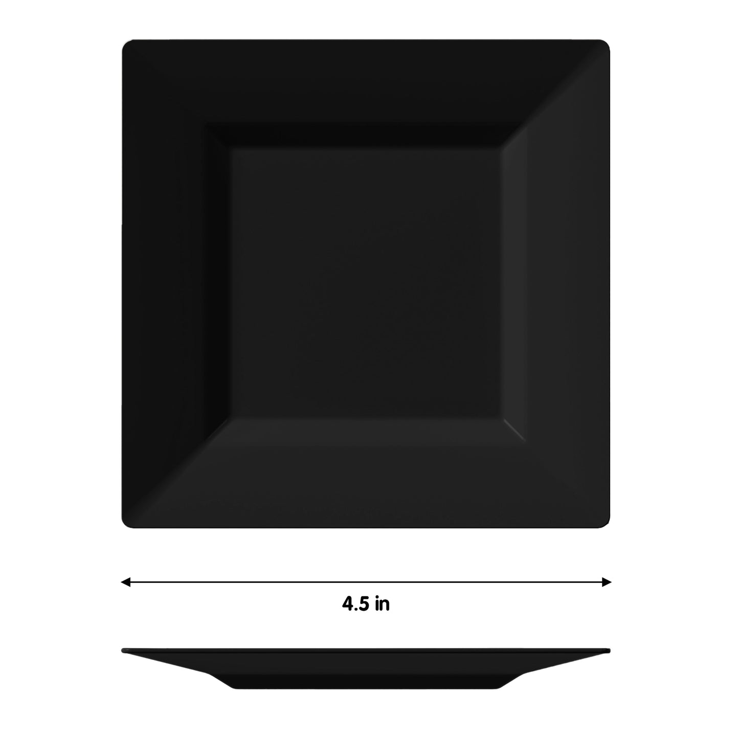 4.5 In. Black Square Plates | 600 Count