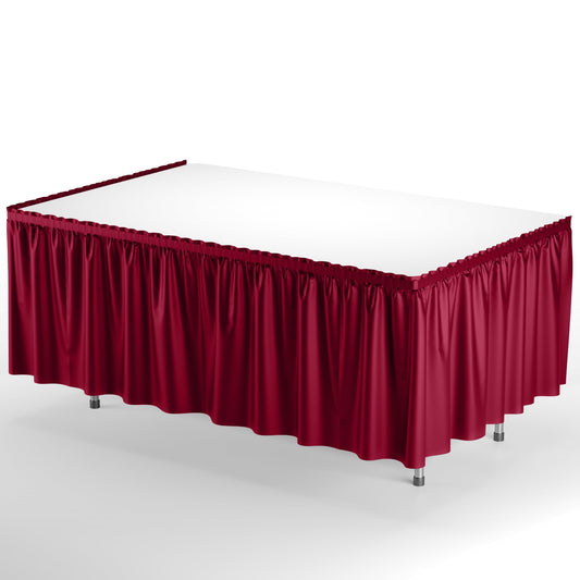 Burgundy Plastic Table Skirt | Case of 48