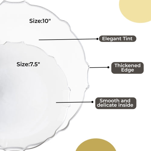 Clear/Silver Petal Plates - Combo Pack 20/20