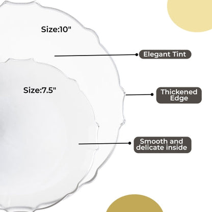 Clear/Silver Petal Plates - Combo Pack 20/20