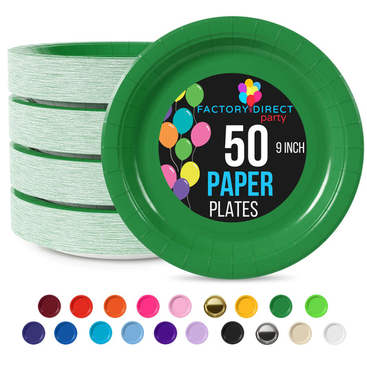 9 In. Emerald Green Paper Plates | Case of 1000