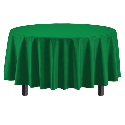 Emerald Green Round Plastic Table Cover | Case of 48