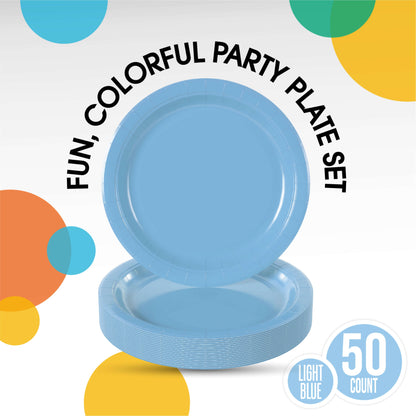 7 In. Light Blue Paper Plates | Case of 1000