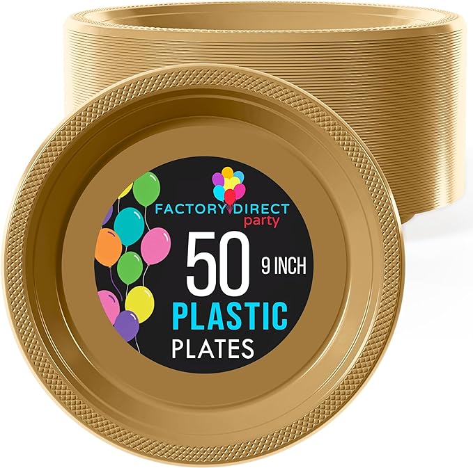 9 In. Gold Plastic Plates | Case of 600