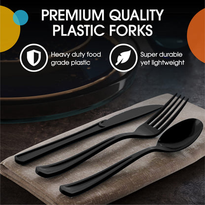 Heavy Duty Black Plastic Forks | Case of 1200