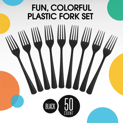 Heavy Duty Black Plastic Forks - 50 Ct.