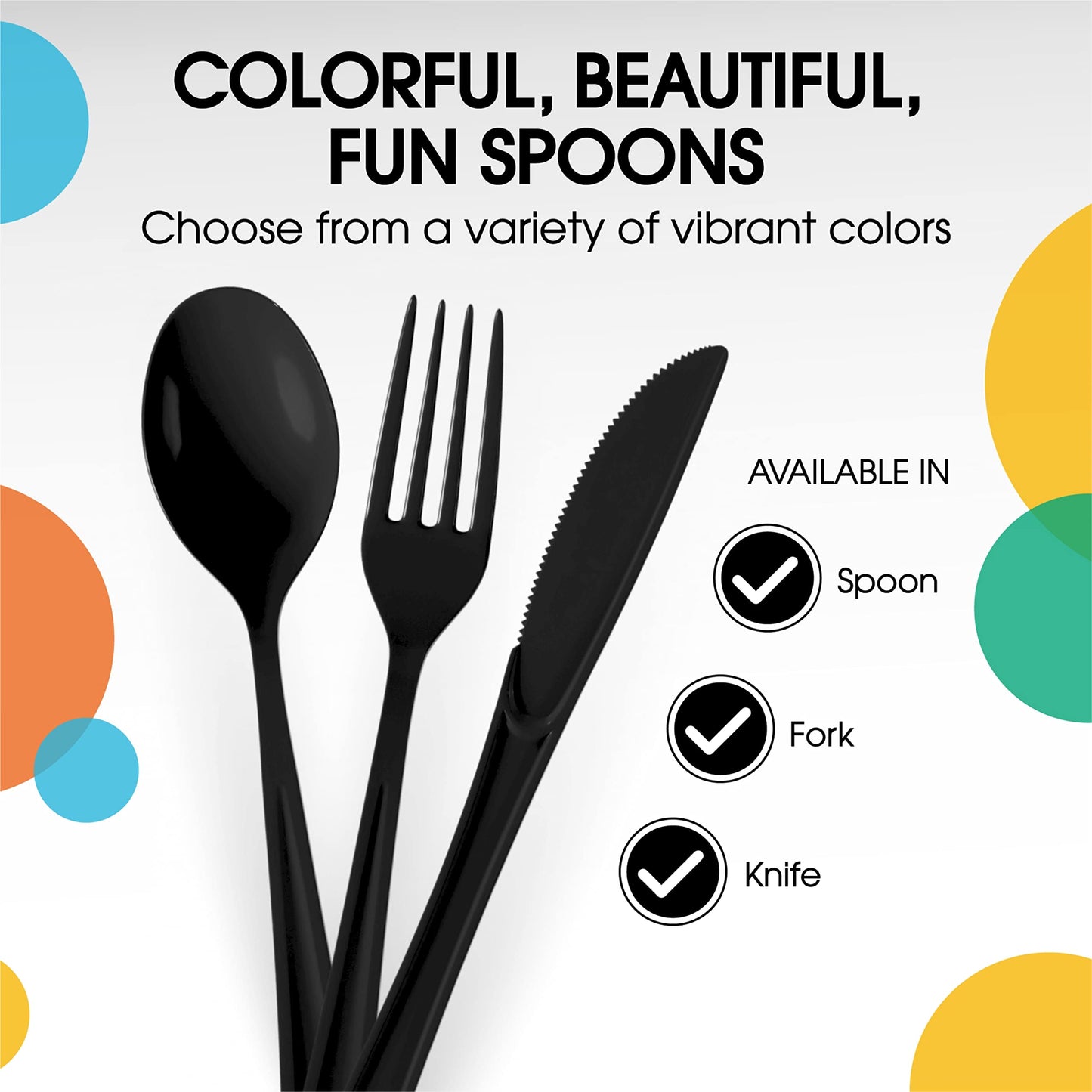 Heavy Duty Black Plastic Spoons | Case of 1200