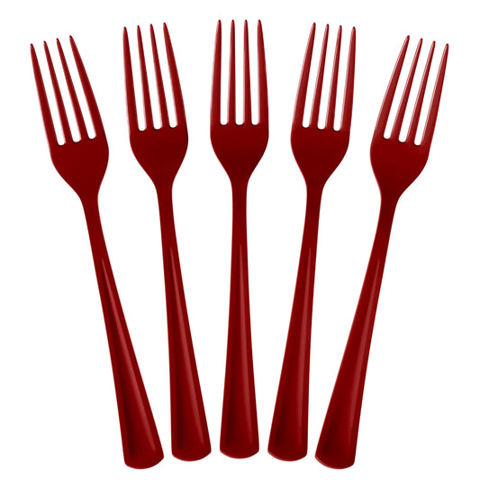 Heavy Duty Burgundy Plastic Forks | Case of 1200