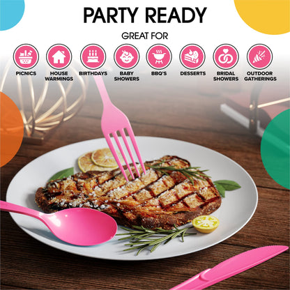 Heavy Duty Cerise Plastic Spoons - 50 Ct.