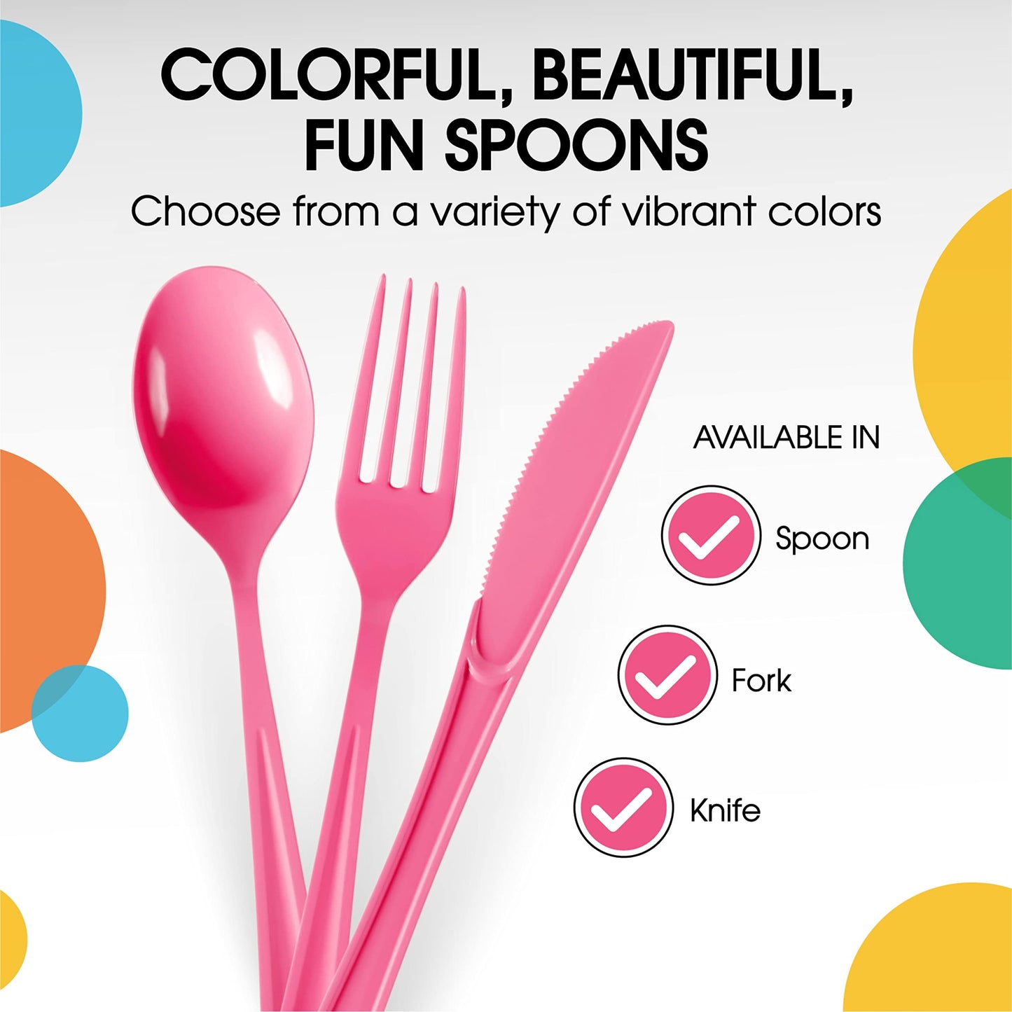Heavy Duty Cerise Plastic Spoons - 50 Ct.