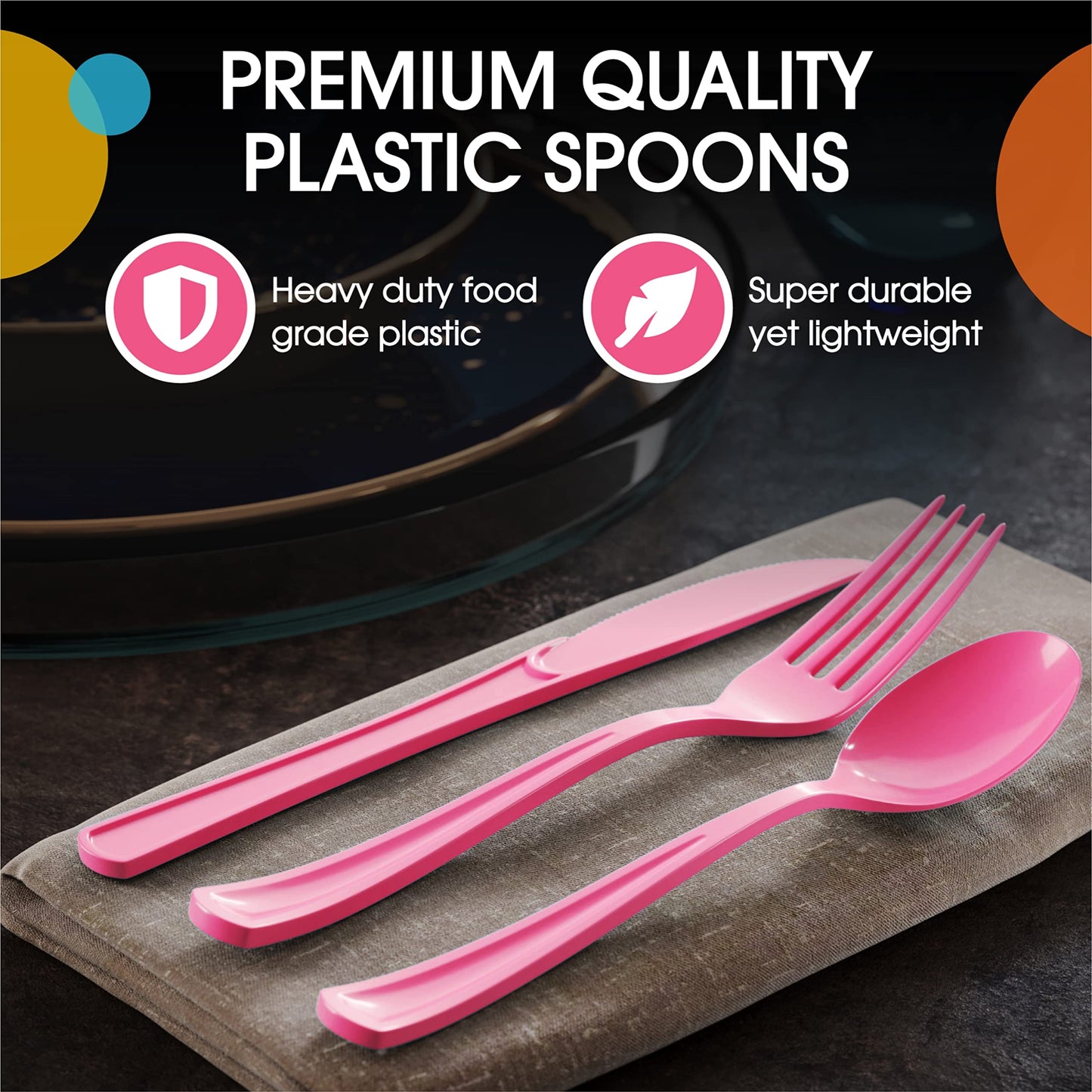 Heavy Duty Cerise Plastic Spoons - 50 Ct.