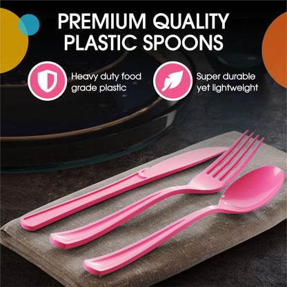 Heavy Duty Cerise Plastic Spoons - 50 Ct.