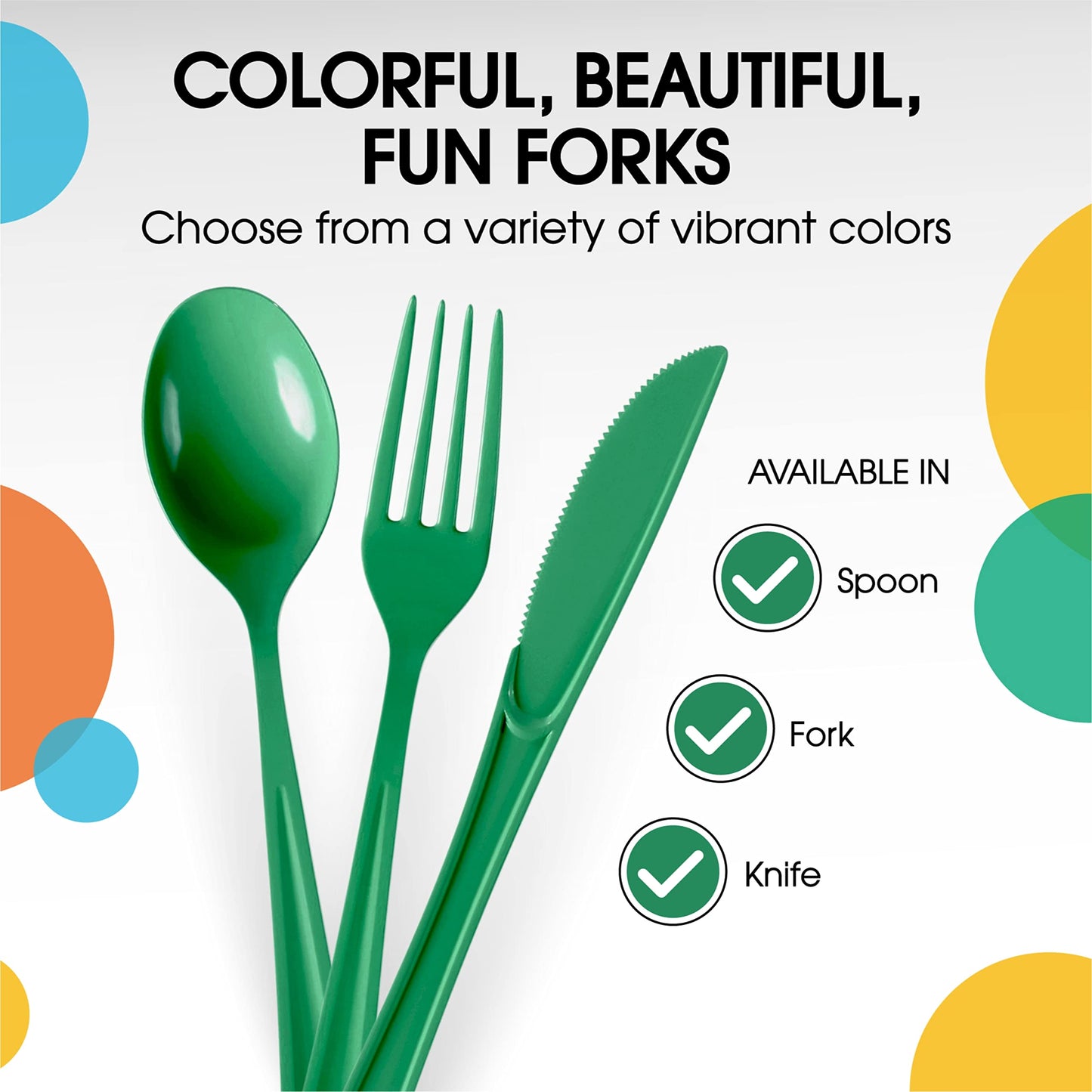 Heavy Duty Emerald Green Plastic Forks | Case of 1200