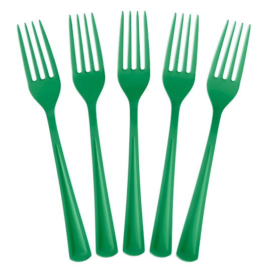 Heavy Duty Emerald Green Plastic Forks | Case of 1200