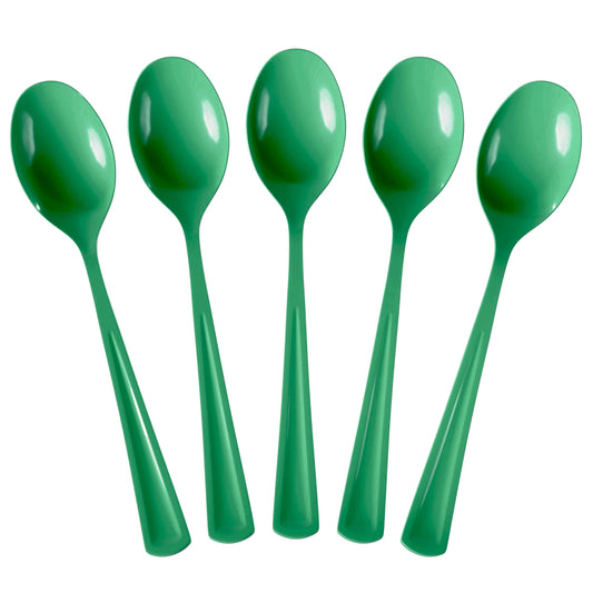 Heavy Duty Emerald Green Plastic Spoons | Case of 1200