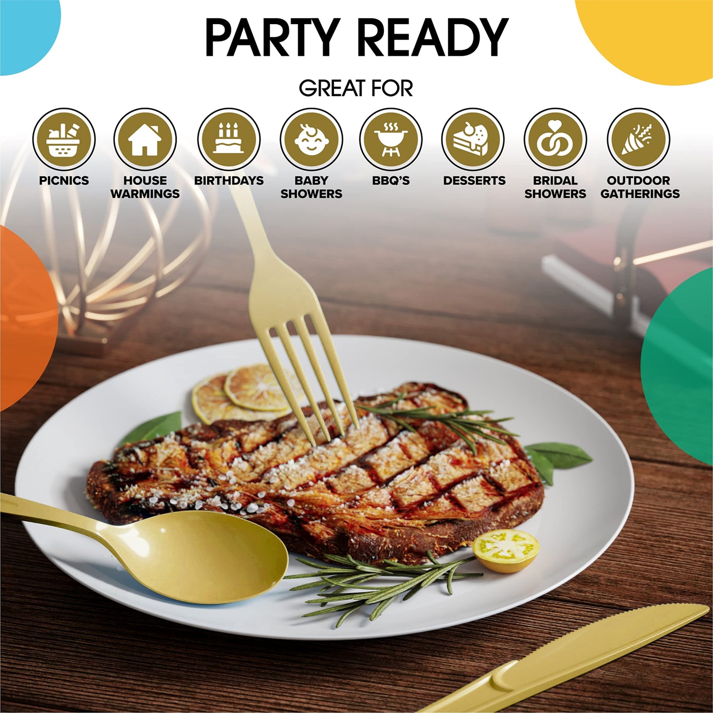 Heavy Duty Gold Plastic Forks - 50 Ct.