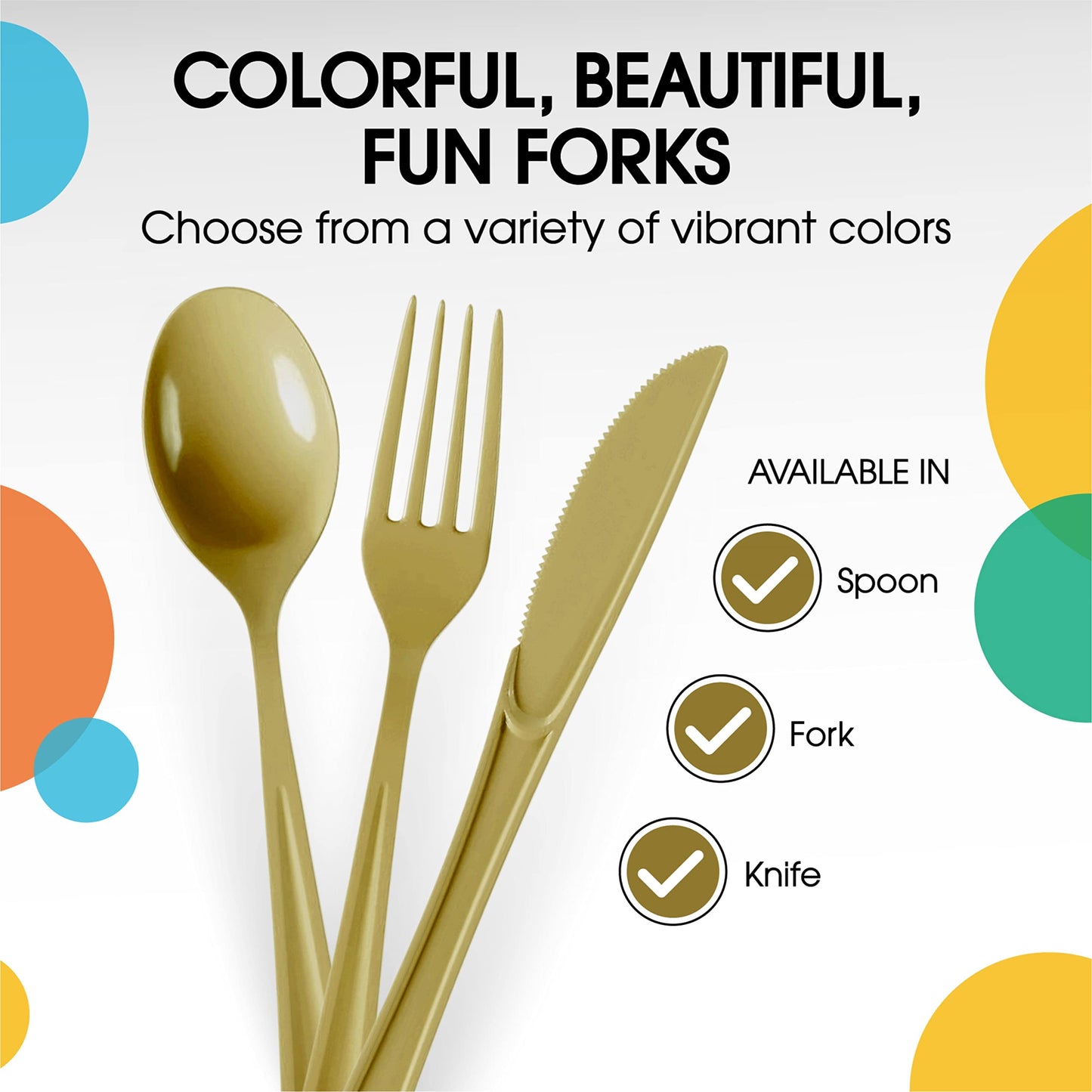 Heavy Duty Gold Plastic Forks - 50 Ct.