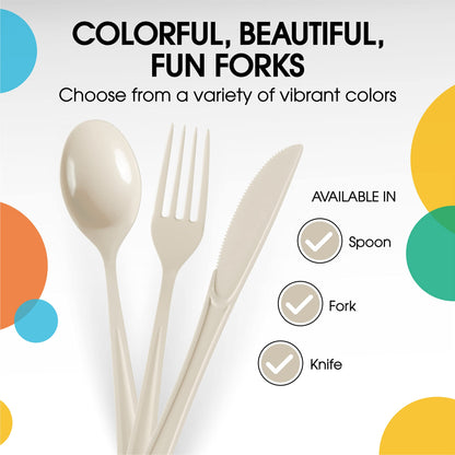 Heavy Duty Ivory Plastic Forks | Case of 1200