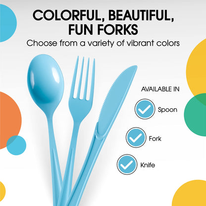 Heavy Duty Light Blue Plastic Forks - 50 Ct.