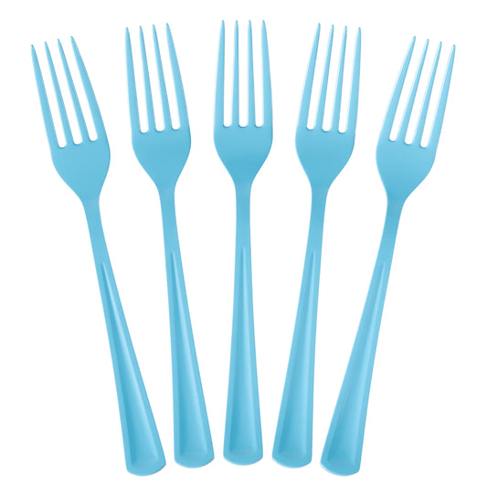 Heavy Duty Light Blue Plastic Forks | Case of 1200