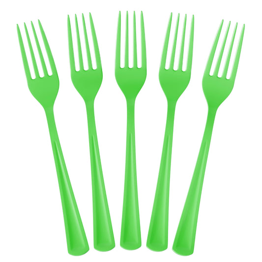 Heavy Duty Lime Green Plastic Forks | Case of 1200