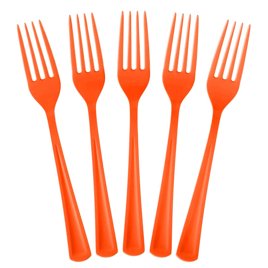 Heavy Duty Orange Plastic Forks | Case of 1200