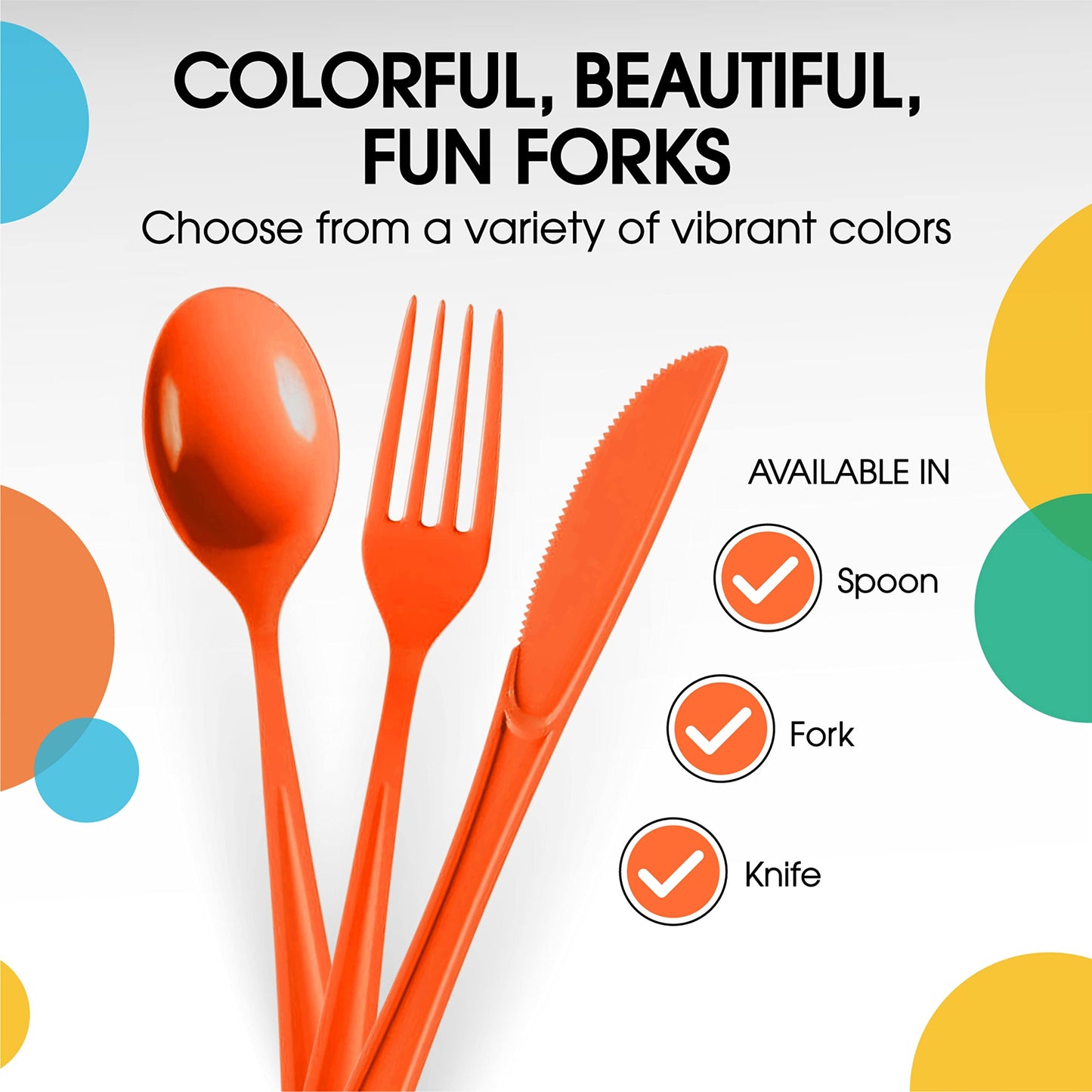 Heavy Duty Orange Plastic Forks | Case of 1200