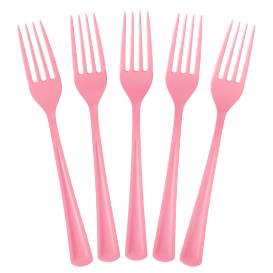 Heavy Duty Pink Plastic Forks | Case of 1200