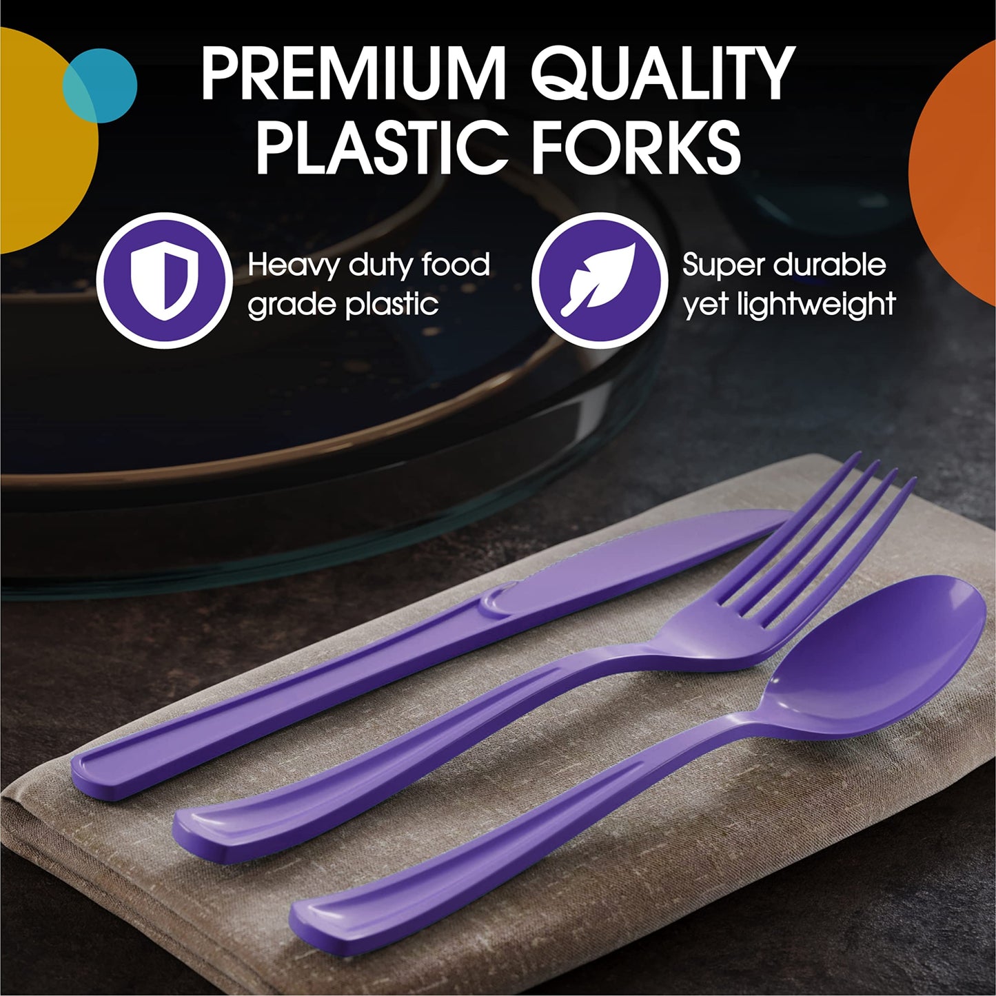 Purple Cutlery Combo Set | 600 Forks 600 Spoons And 600 Knives