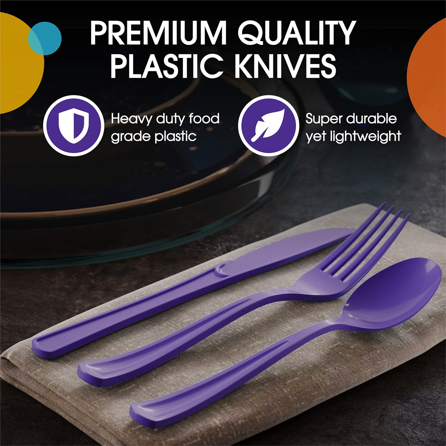 Heavy Duty Purple Plastic Knives | Case of 1200