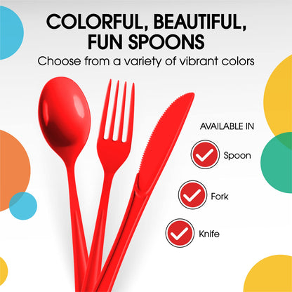 Heavy Duty Red Plastic Spoons | Case of 1200