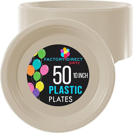 10 In. Ivory Plastic Plates | Case of 600