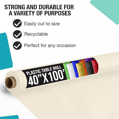 40 In. x 100 Ft. Ivory Table Roll | Case of 6