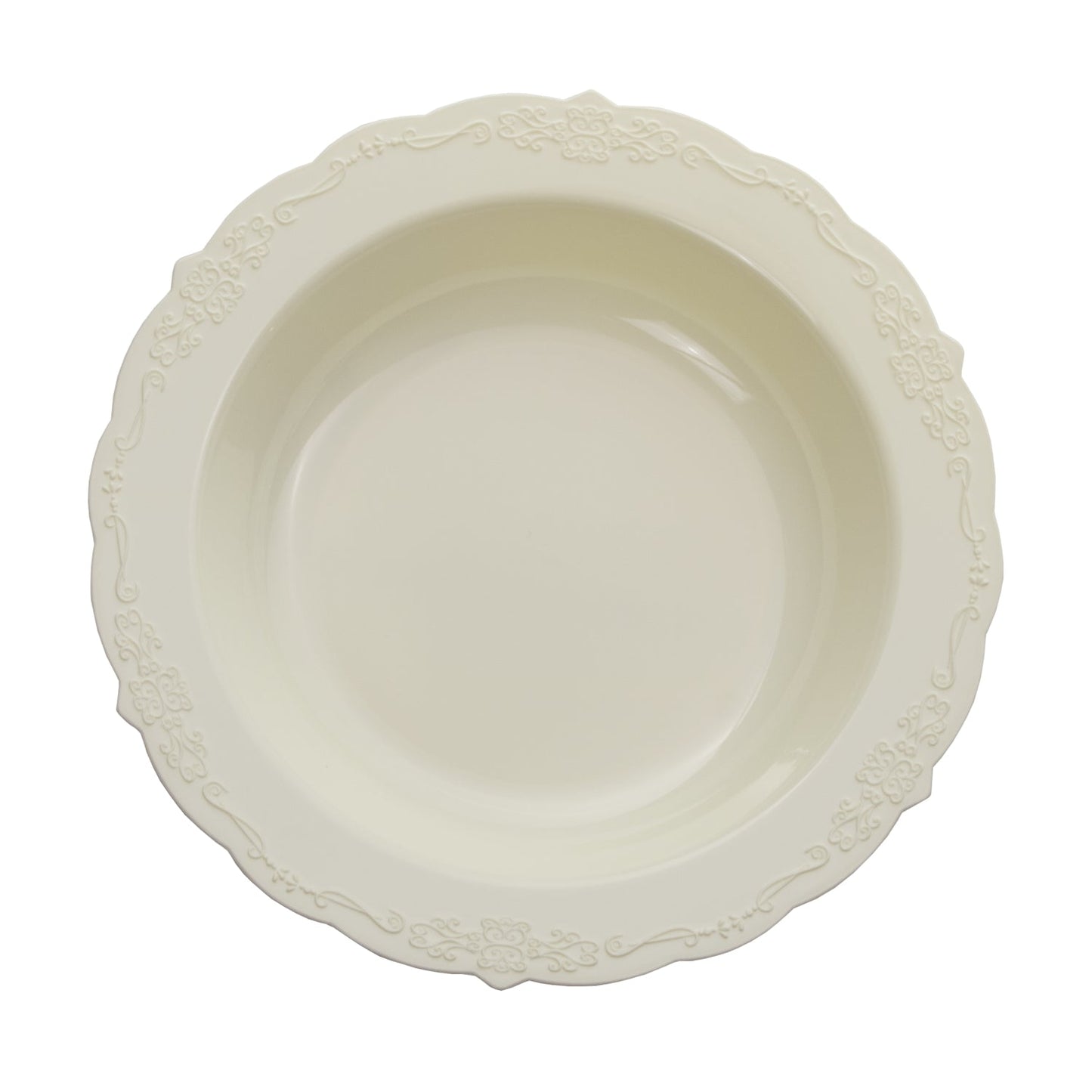 12 Oz. Ivory Victorian Design Plastic Bowls | 120 Count