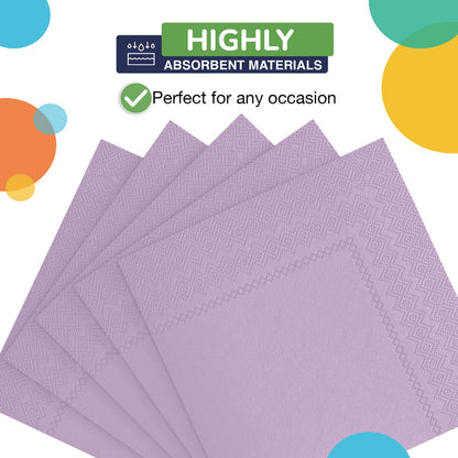 Lavender Beverage Napkins -100 Ct..