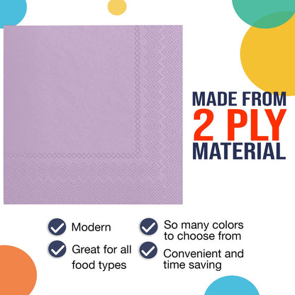 Lavender Beverage Napkins -100 Ct..