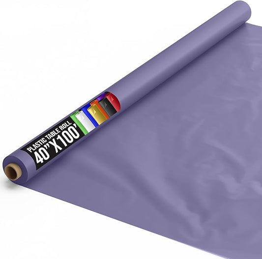 Exquisite Premium Quality Plastic Table Cover Banquet Roll, 40 in X 100 ft - Lavender
