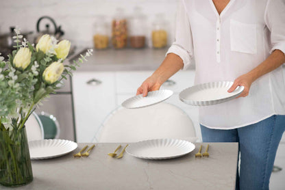 10.5 In. Scalloped Paper Plates - Snow | 10 Count