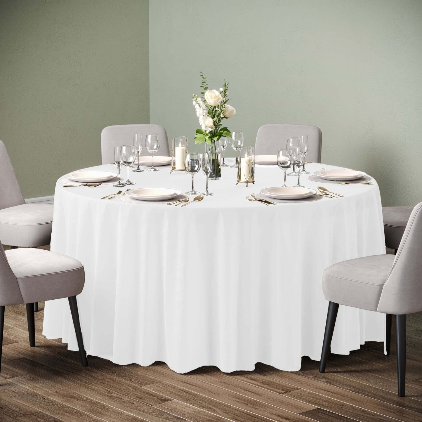 120 In. Premium Round White Table Cover | Case of 60